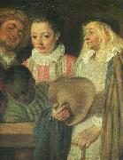 Jean-Antoine Watteau Actors from a French Theatre (Detail) oil on canvas